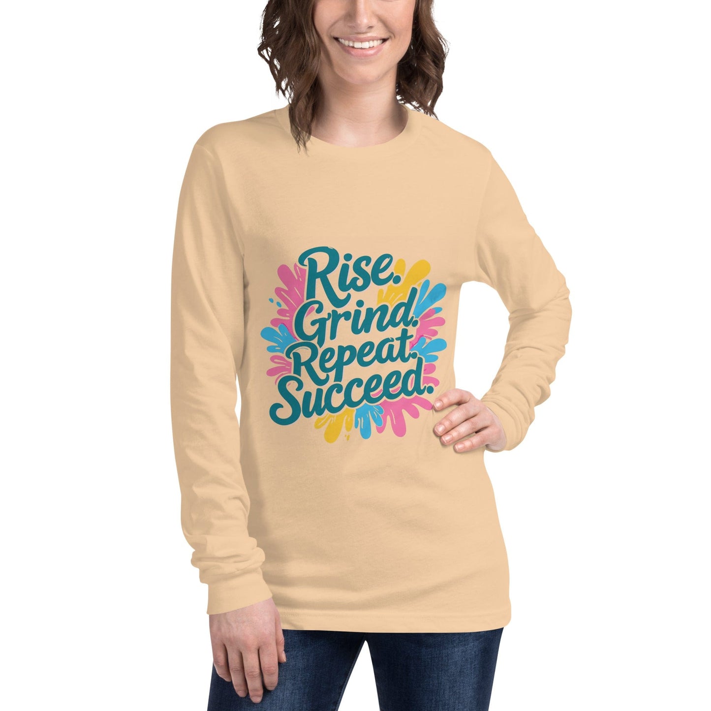 Long Sleeve T-Shirt with 'Rise. Grind. Repeat. Succeed.' - Collections by Moke 39921913