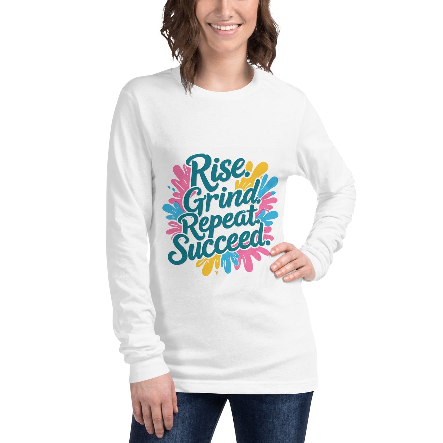Long Sleeve T-Shirt with 'Rise. Grind. Repeat. Succeed.' - Collections by Moke 69858493