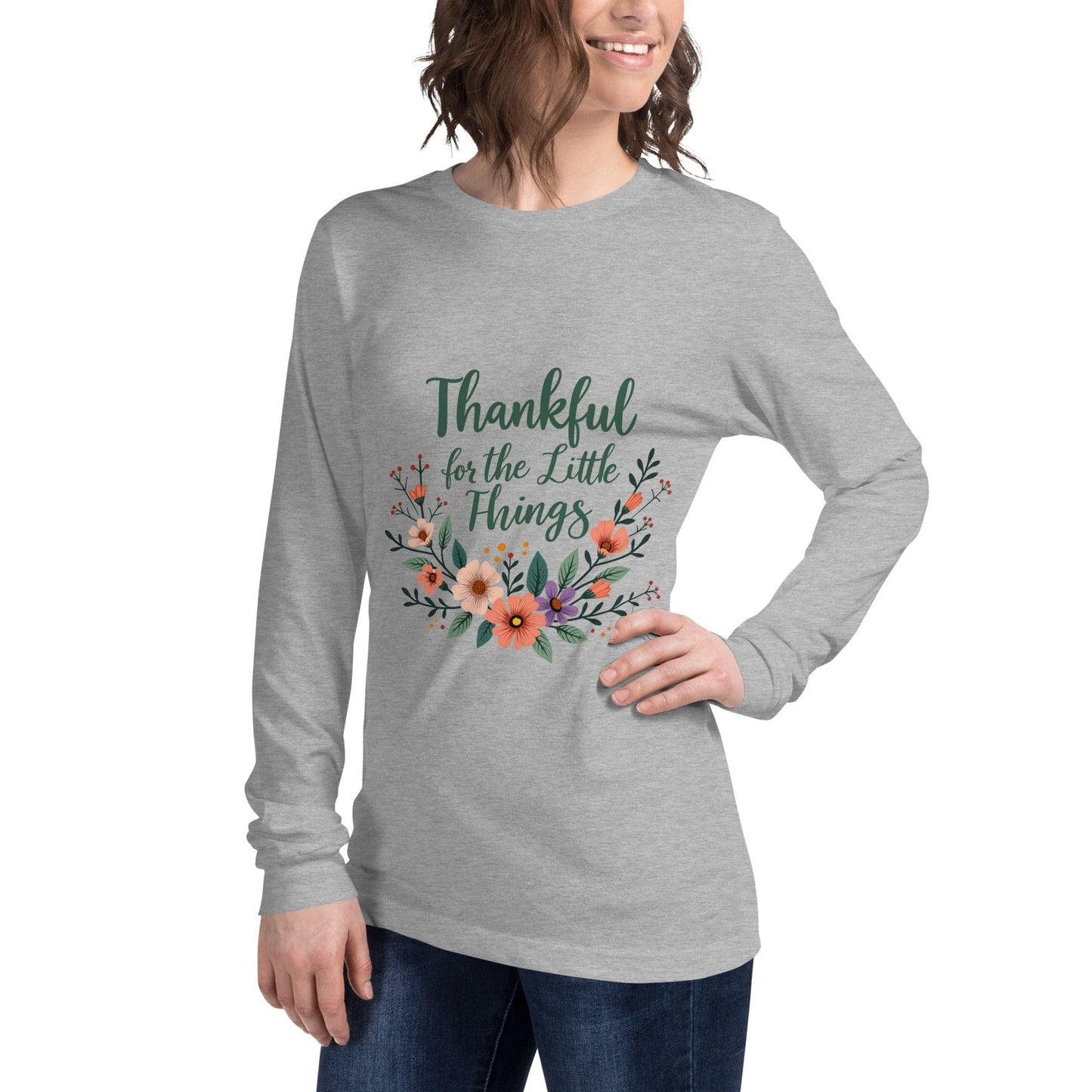 Long Sleeve T-Shirt with “Thankful for the Little Things” - Collections by Moke 28839933