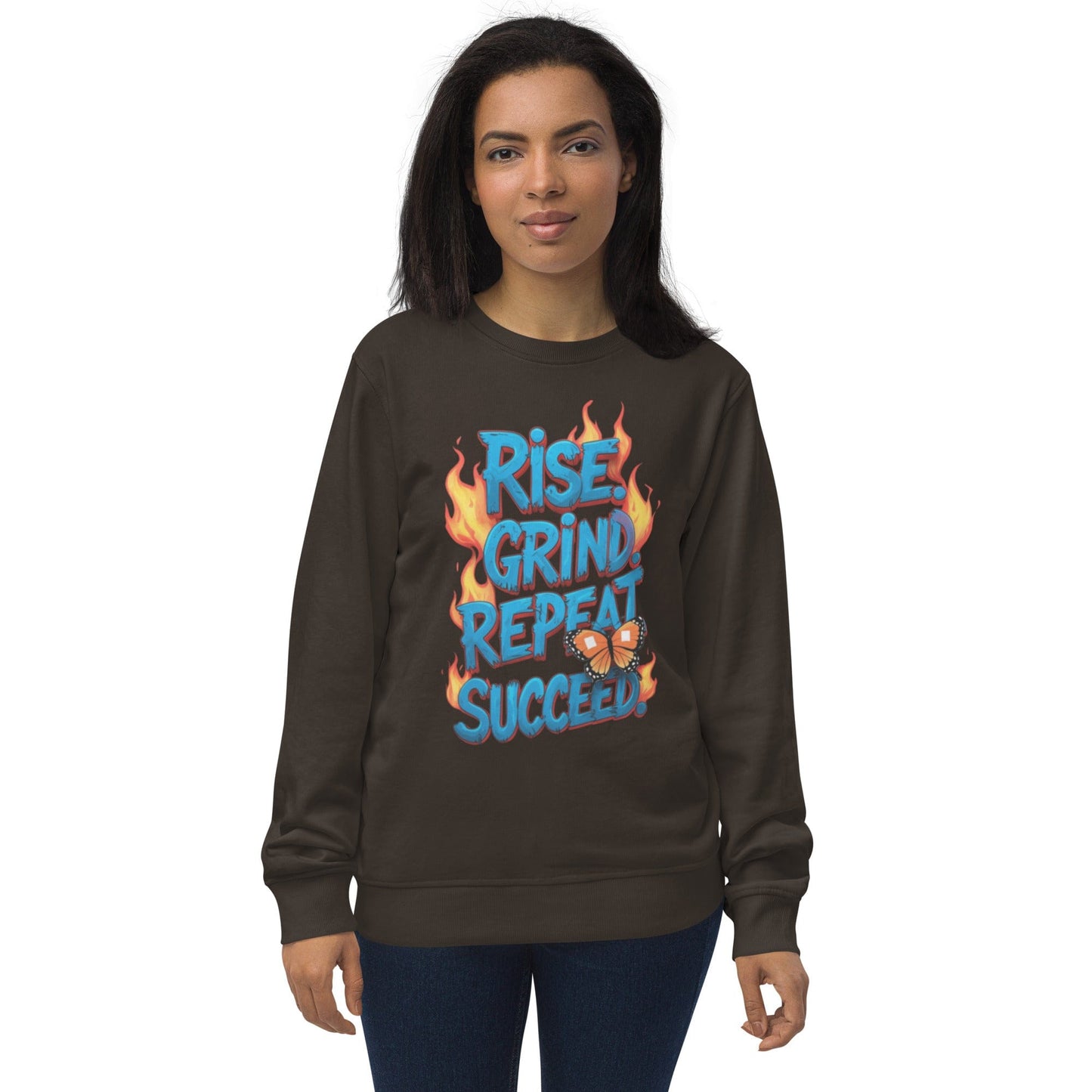 Organic Sweatshirt with "Rise, Grind, Repeat, Succeed" - Collections by Moke 61411935