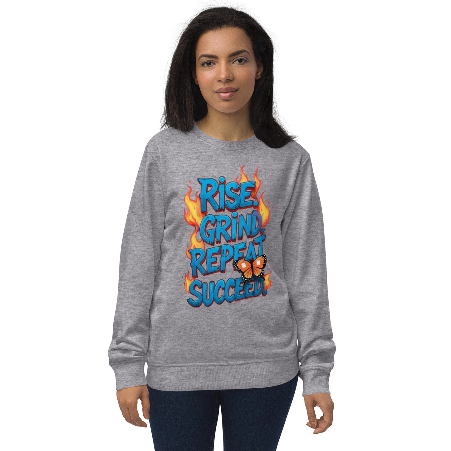 Organic Sweatshirt with "Rise, Grind, Repeat, Succeed" - Collections by Moke 1282799
