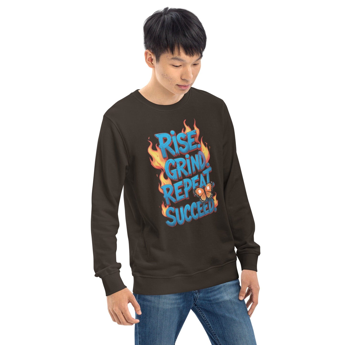 Organic Sweatshirt with "Rise, Grind, Repeat, Succeed" - Collections by Moke 50305681