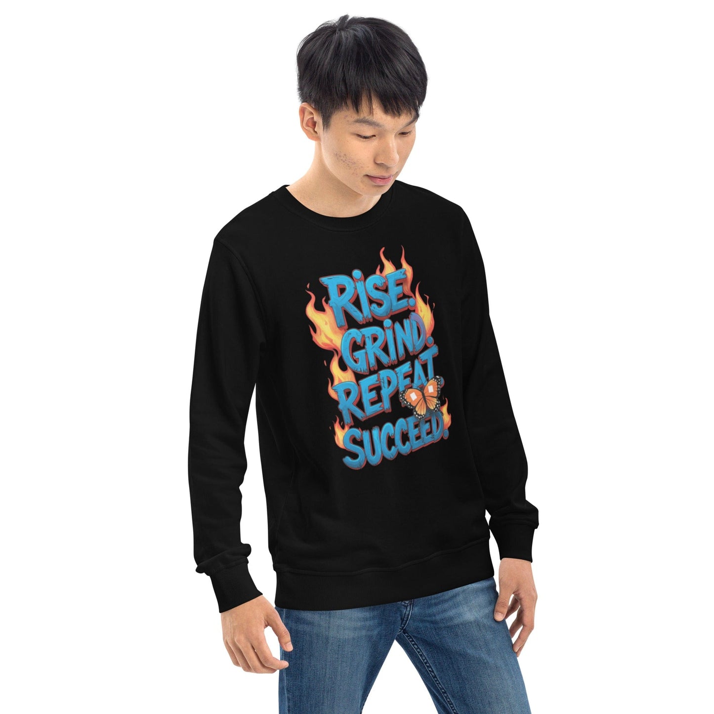 Organic Sweatshirt with "Rise, Grind, Repeat, Succeed" - Collections by Moke 77245915