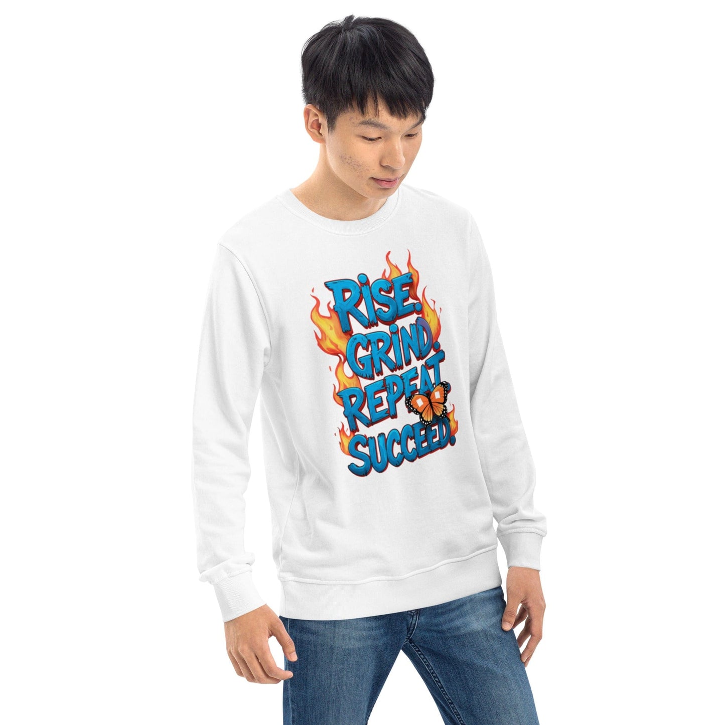 Organic Sweatshirt with "Rise, Grind, Repeat, Succeed" - Collections by Moke 38515772
