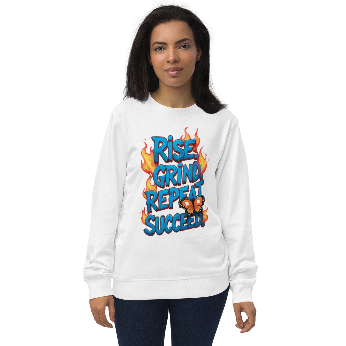 Organic Sweatshirt with "Rise, Grind, Repeat, Succeed" - Collections by Moke 44037449