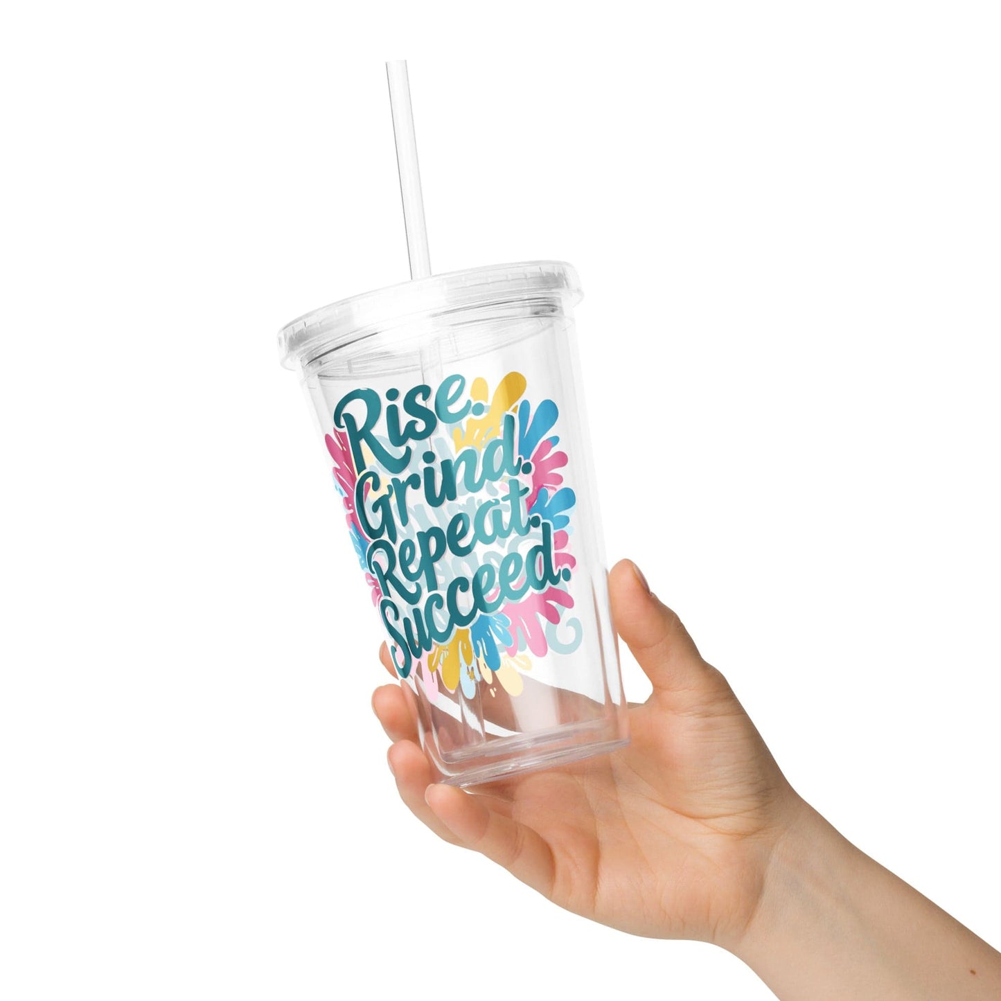 Plastic Tumbler with 'Rise. Grind. Repeat. Succeed.' - Collections by Moke 44780697