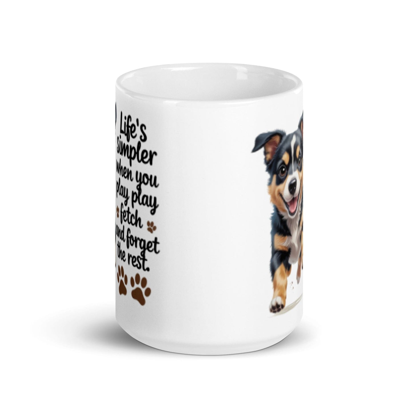Puppy on 15oz Ceramic Mug with 'Life’s simpler when you Play' - Collections by Moke 6414830
