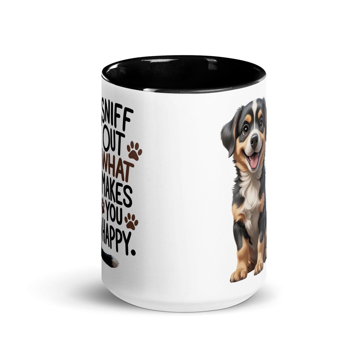 Puppy on 15oz Ceramic Mug with "sniff out what makes you happy" - Collections by Moke 10570198