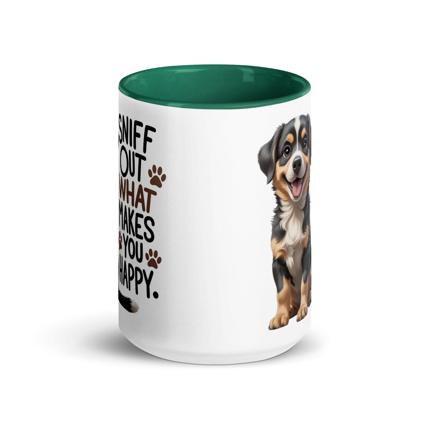 Puppy on 15oz Ceramic Mug with "sniff out what makes you happy" - Collections by Moke 38650466