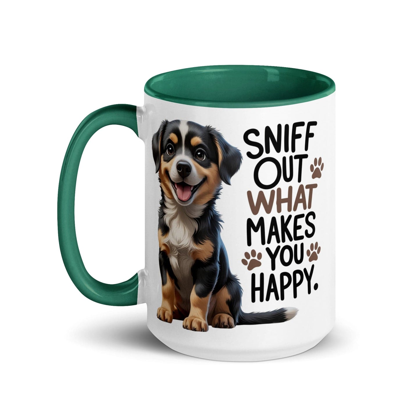 Puppy on 15oz Ceramic Mug with "sniff out what makes you happy" - Collections by Moke 21099067