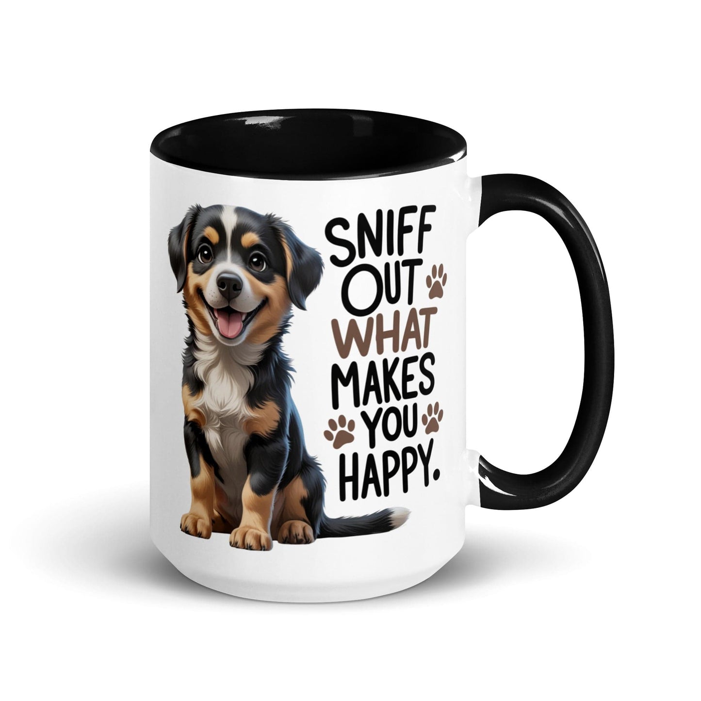Puppy on 15oz Ceramic Mug with "sniff out what makes you happy" - Collections by Moke 71429509