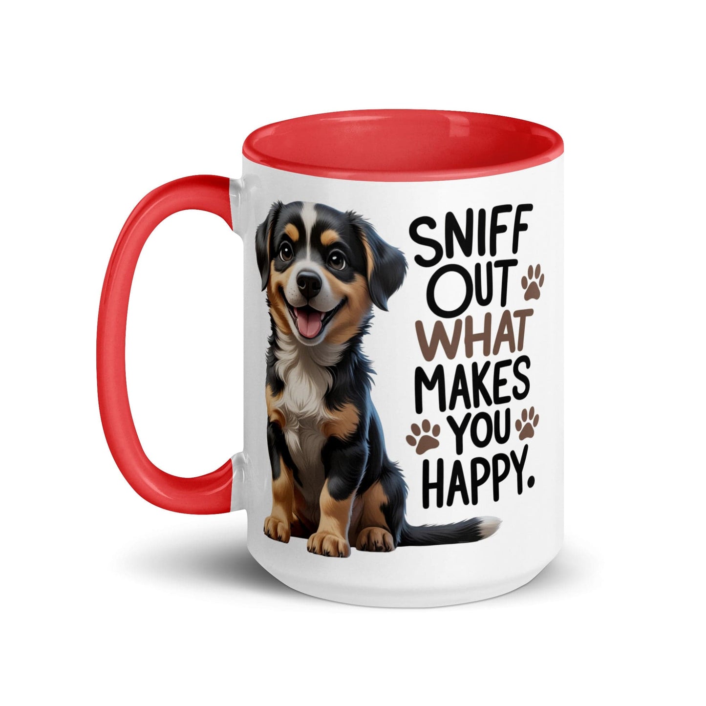Puppy on 15oz Ceramic Mug with "sniff out what makes you happy" - Collections by Moke 34846981