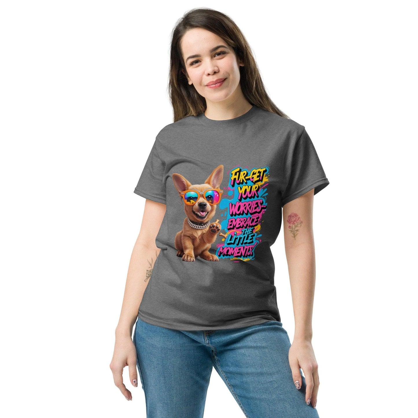 Puppy on Classic T-shirt with "Fur-get your worries" - Collections by Moke 31600243