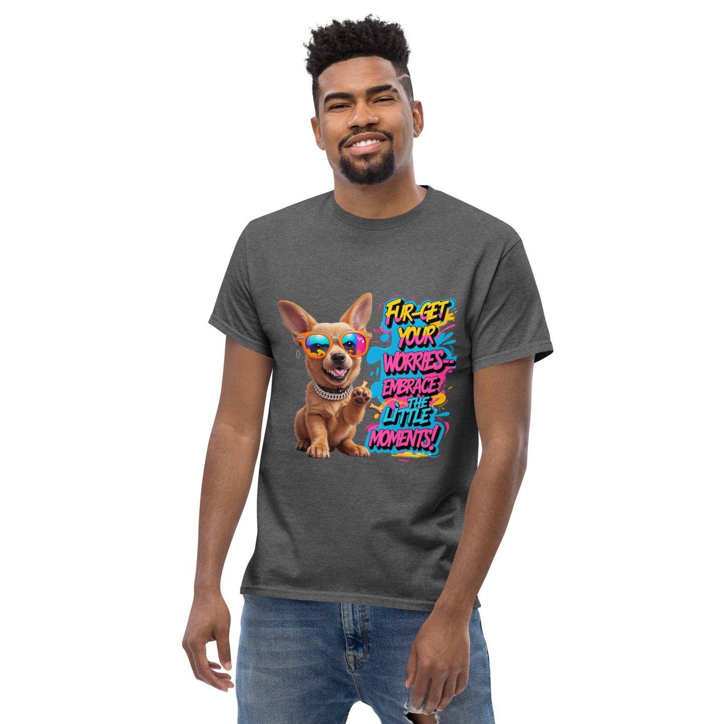 Puppy on Classic T-shirt with "Fur-get your worries" - Collections by Moke 28682403