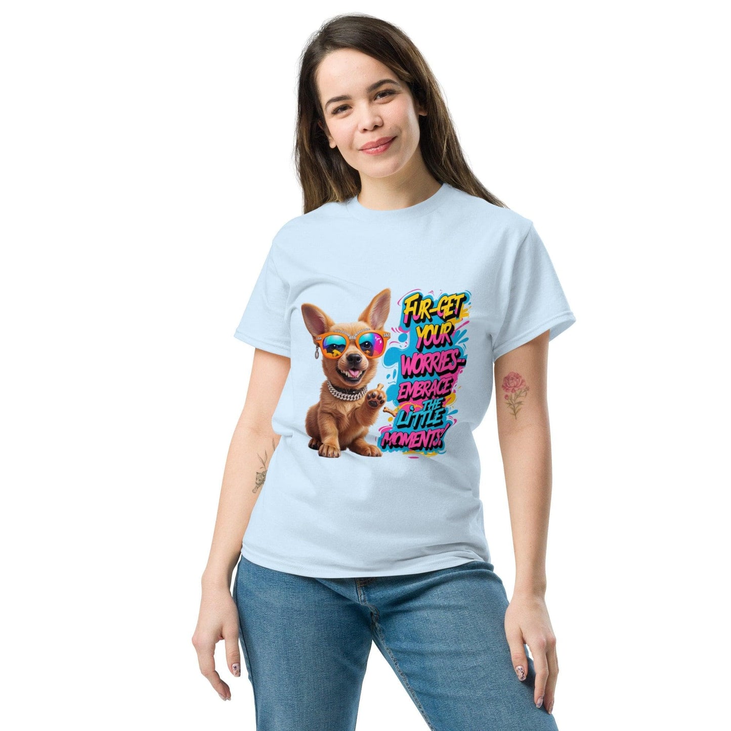 Puppy on Classic T-shirt with "Fur-get your worries" - Collections by Moke 68059104