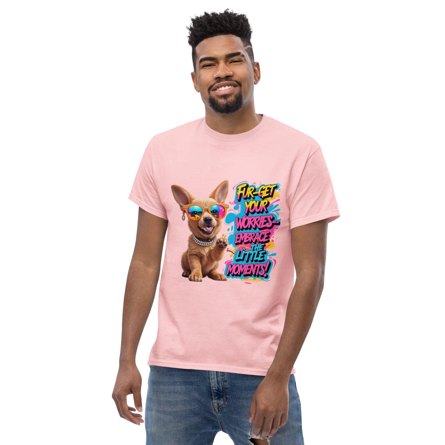 Puppy on Classic T-shirt with "Fur-get your worries" - Collections by Moke 97777816