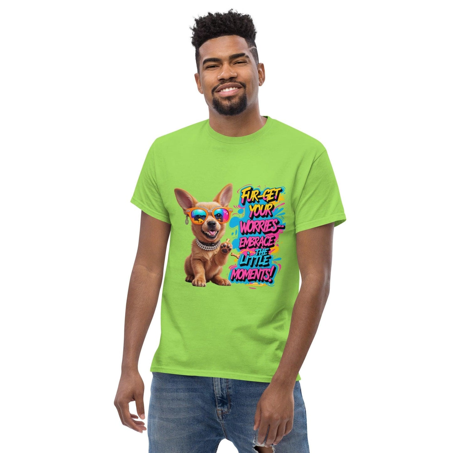 Puppy on Classic T-shirt with "Fur-get your worries" - Collections by Moke 99597191
