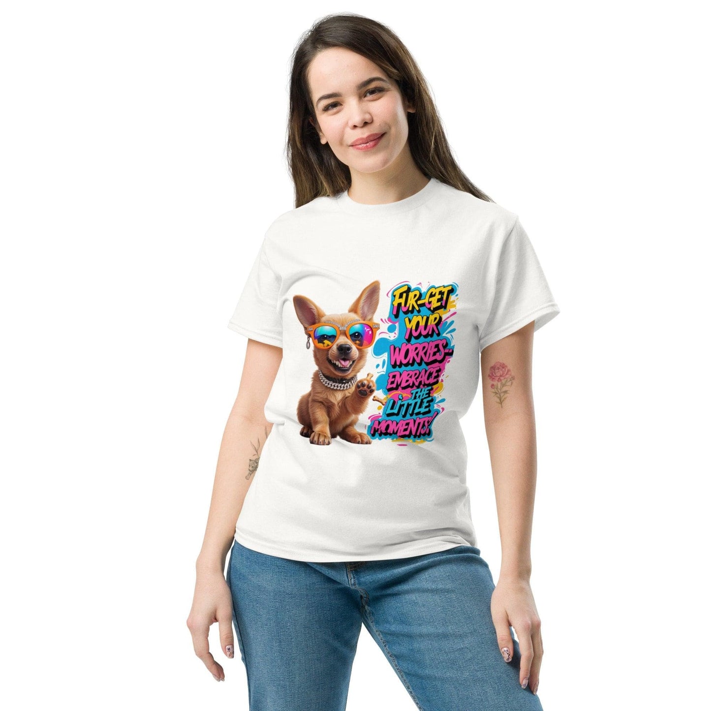 Puppy on Classic T-shirt with "Fur-get your worries" - Collections by Moke 21564713