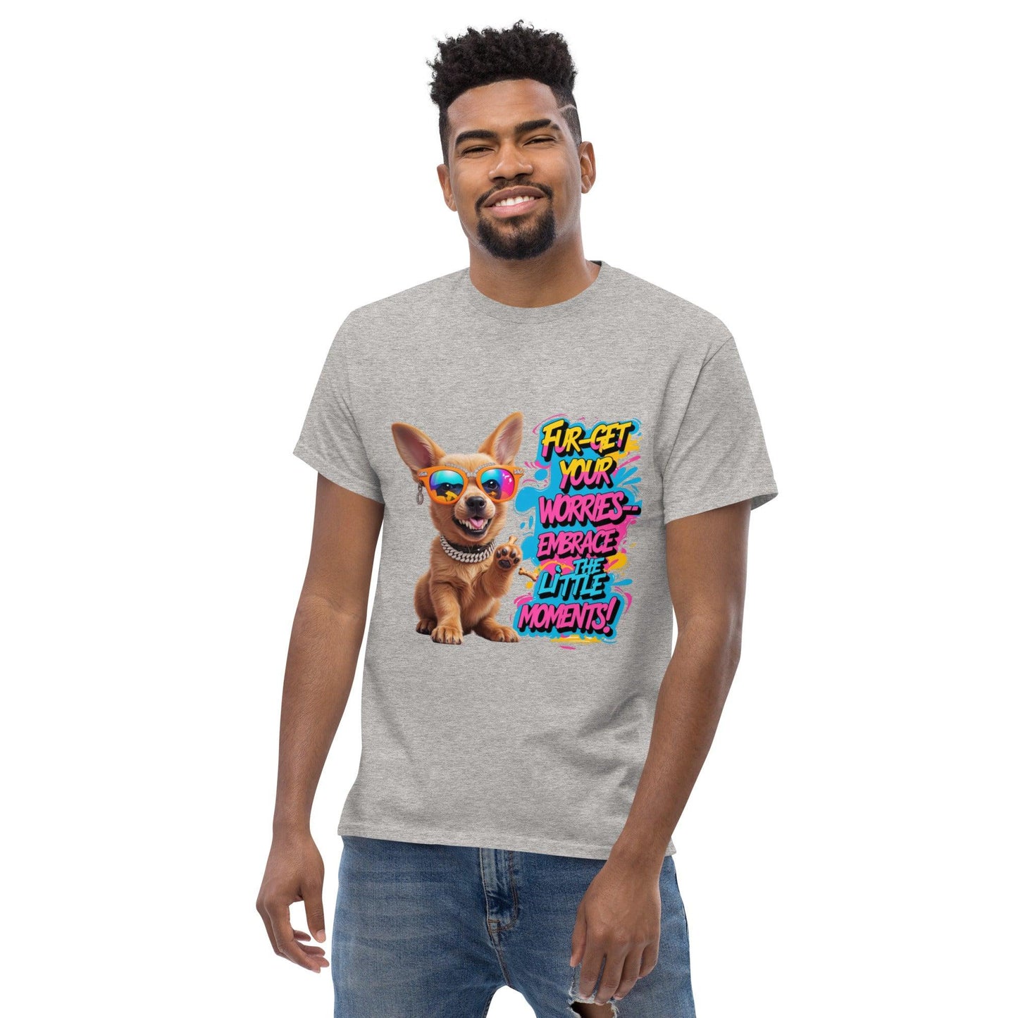 Puppy on Classic T-shirt with "Fur-get your worries" - Collections by Moke 96018804