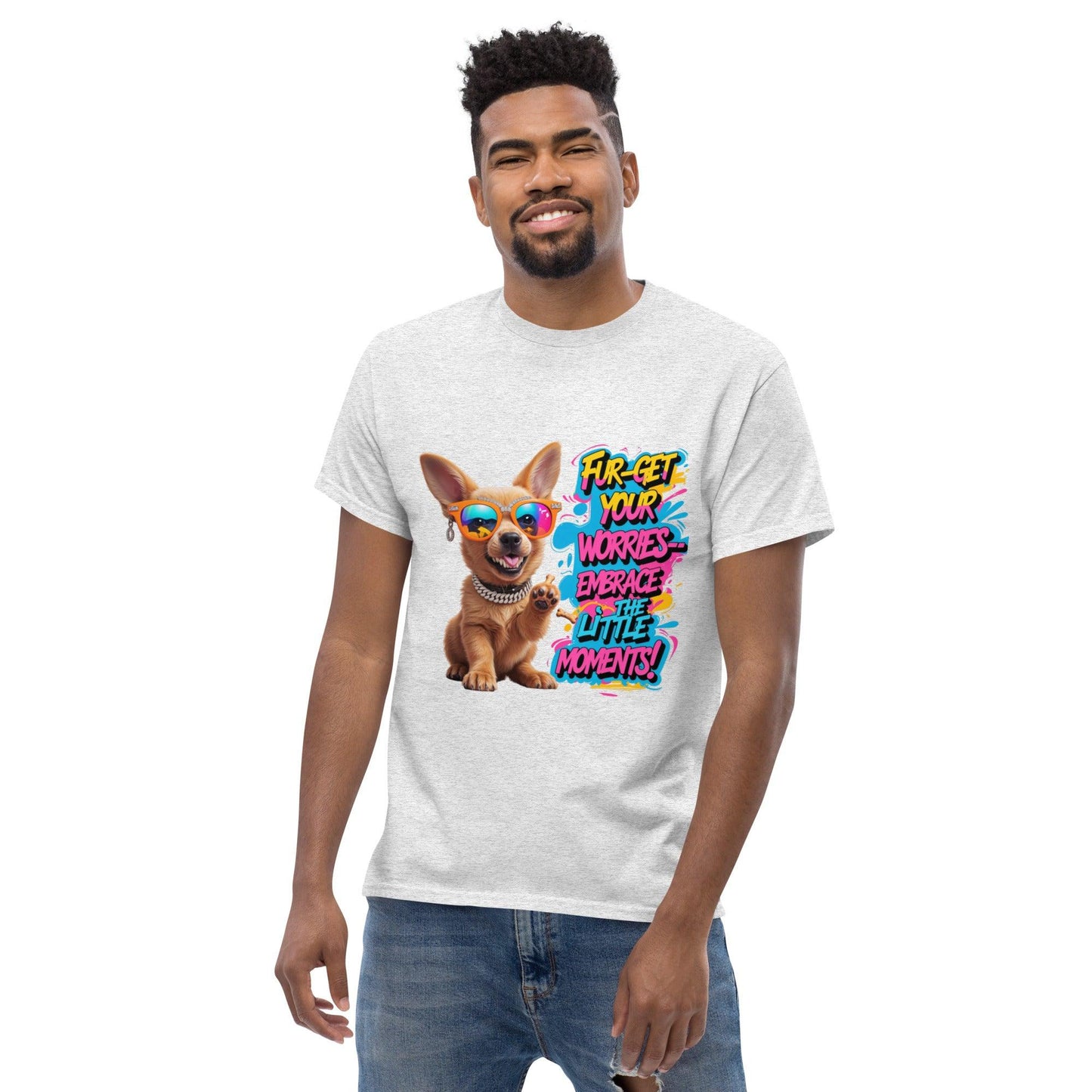 Puppy on Classic T-shirt with "Fur-get your worries" - Collections by Moke 15197734