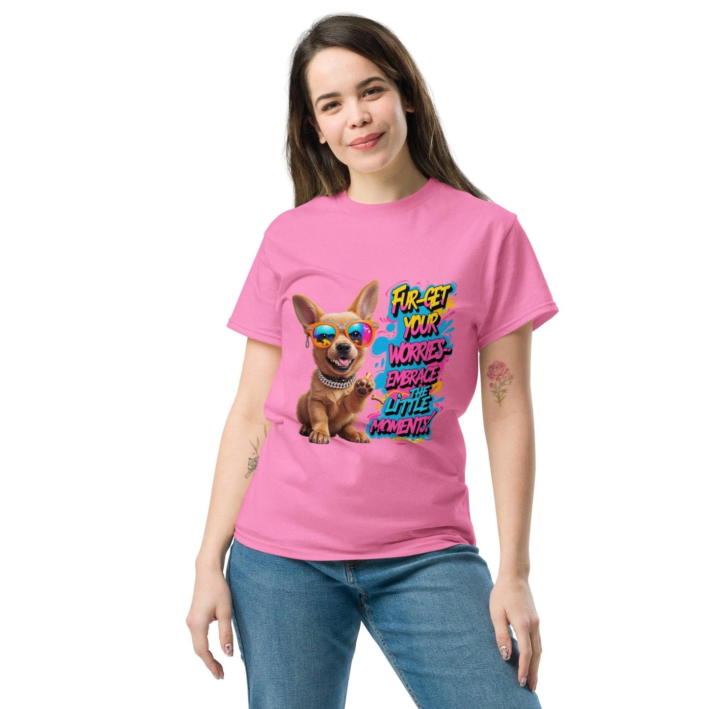 Puppy on Classic T-shirt with "Fur-get your worries" - Collections by Moke 48510871