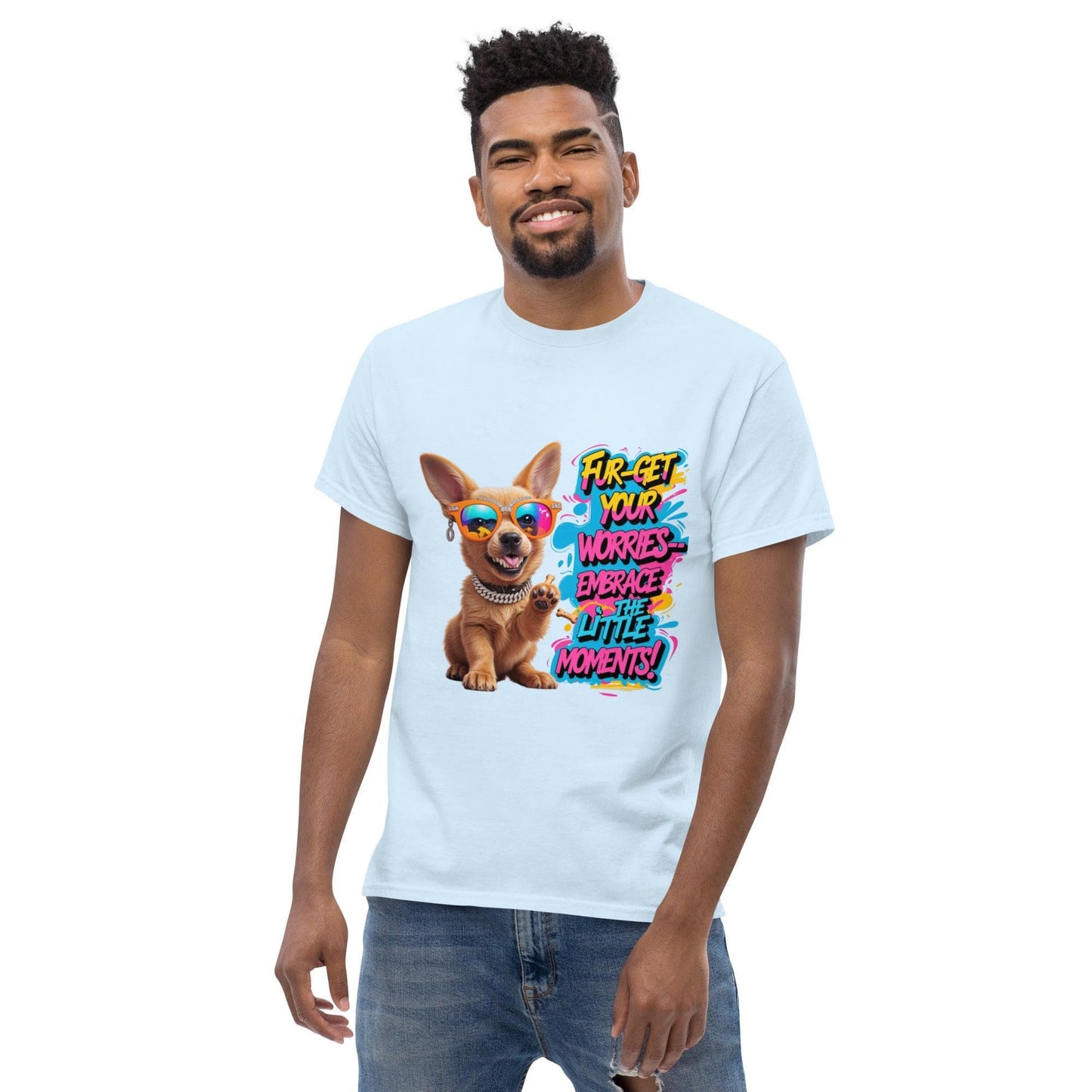 Puppy on Classic T-shirt with "Fur-get your worries" - Collections by Moke 50924832