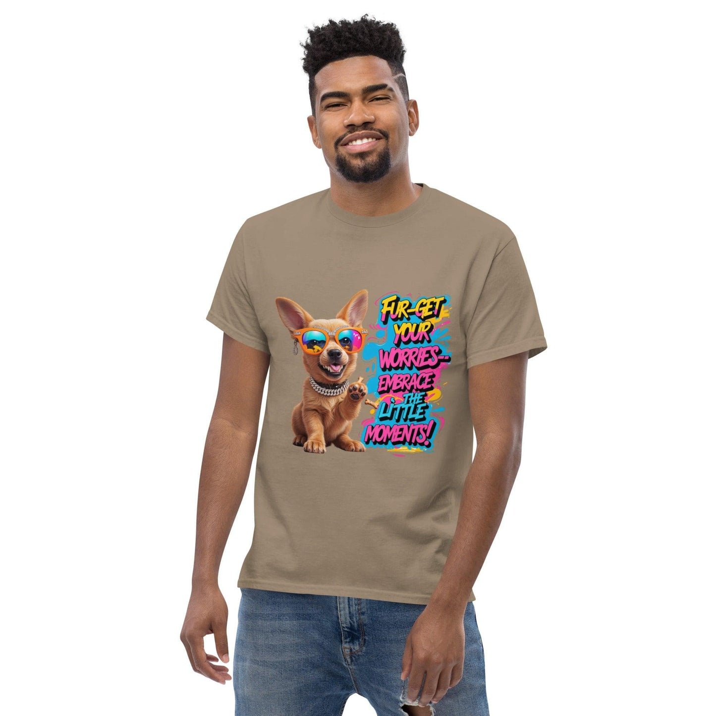 Puppy on Classic T-shirt with "Fur-get your worries" - Collections by Moke 24623891