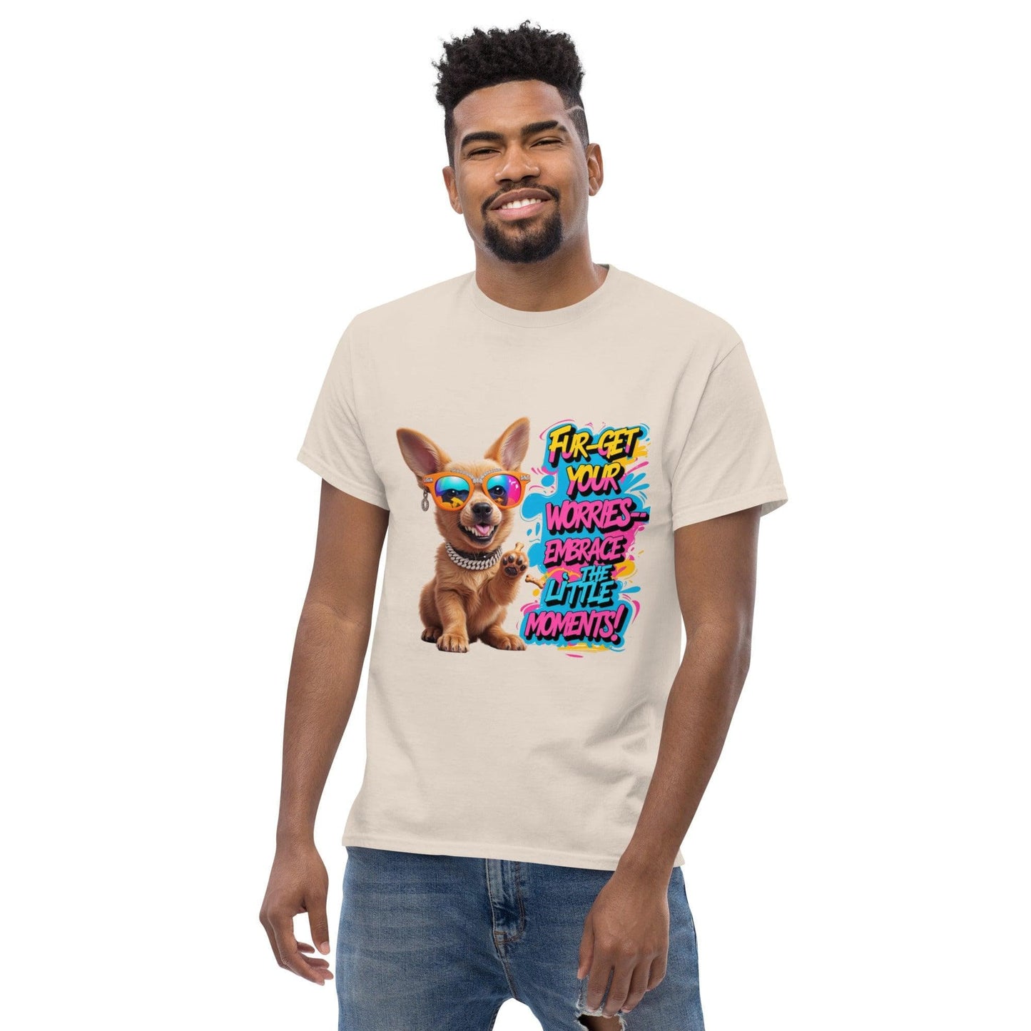 Puppy on Classic T-shirt with "Fur-get your worries" - Collections by Moke 8367515