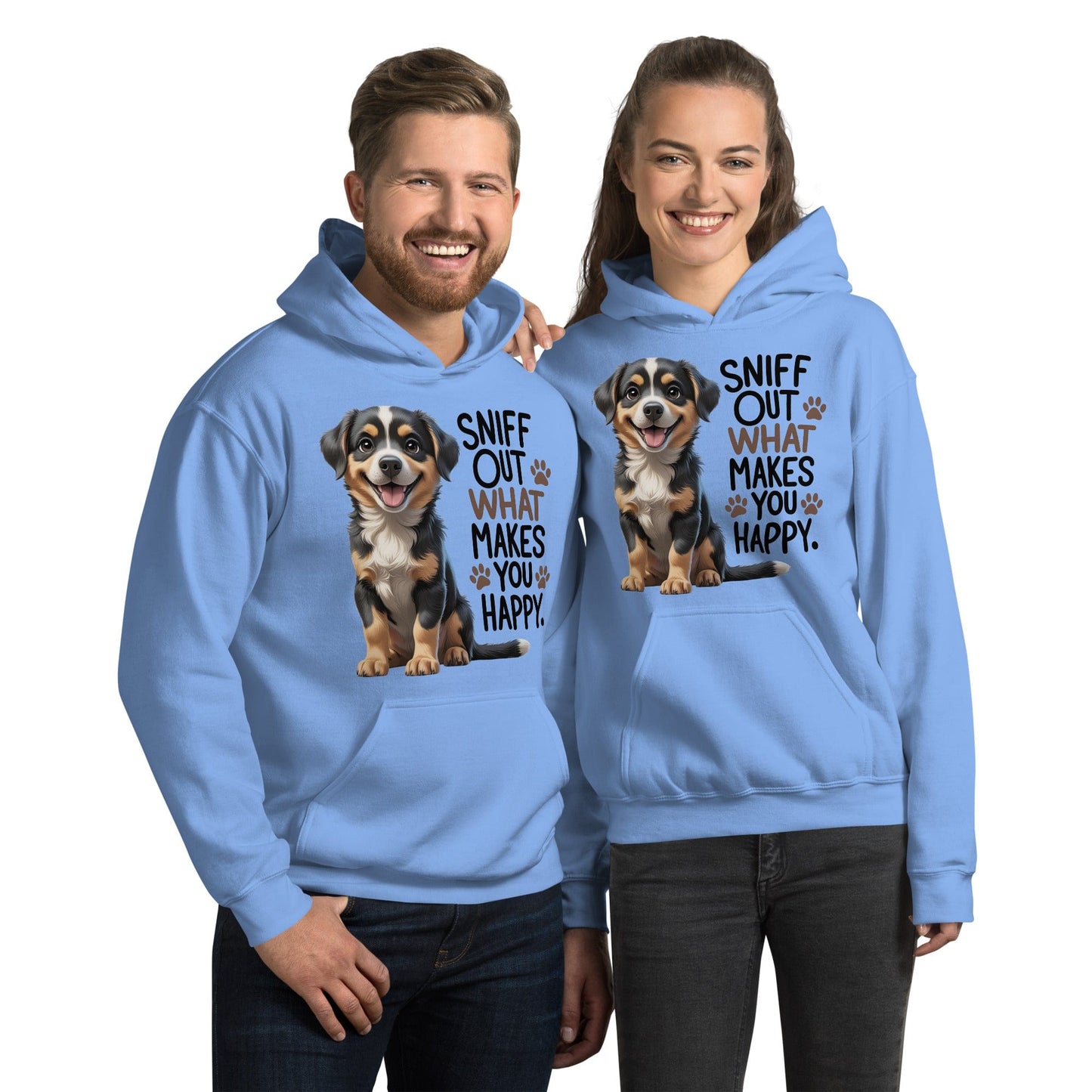 Puppy on Hoodie with "sniff out what makes you happy" - Collections by Moke 36773690