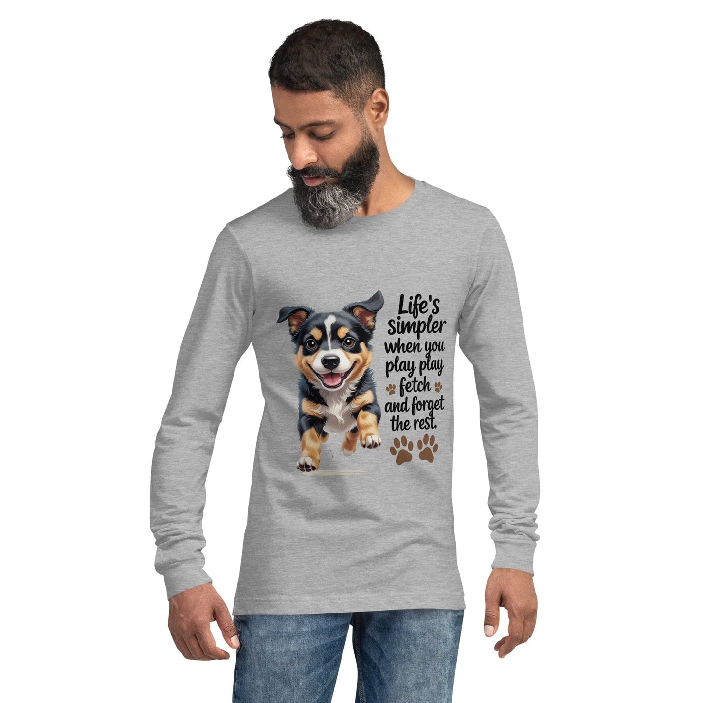 Puppy on Long Sleeve T-Shirt with 'Life’s simpler' - Collections by Moke 65776634