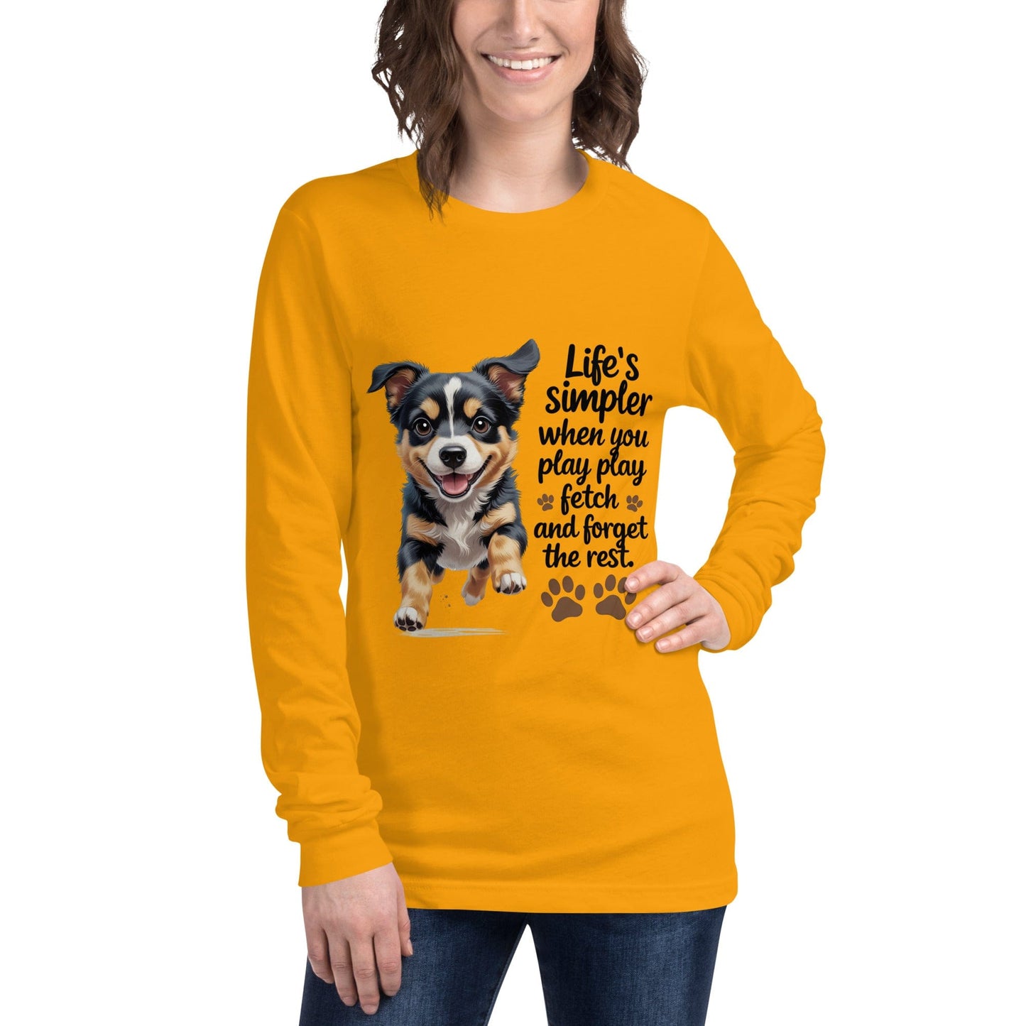 Puppy on Long Sleeve T-Shirt with 'Life’s simpler' - Collections by Moke 4668898