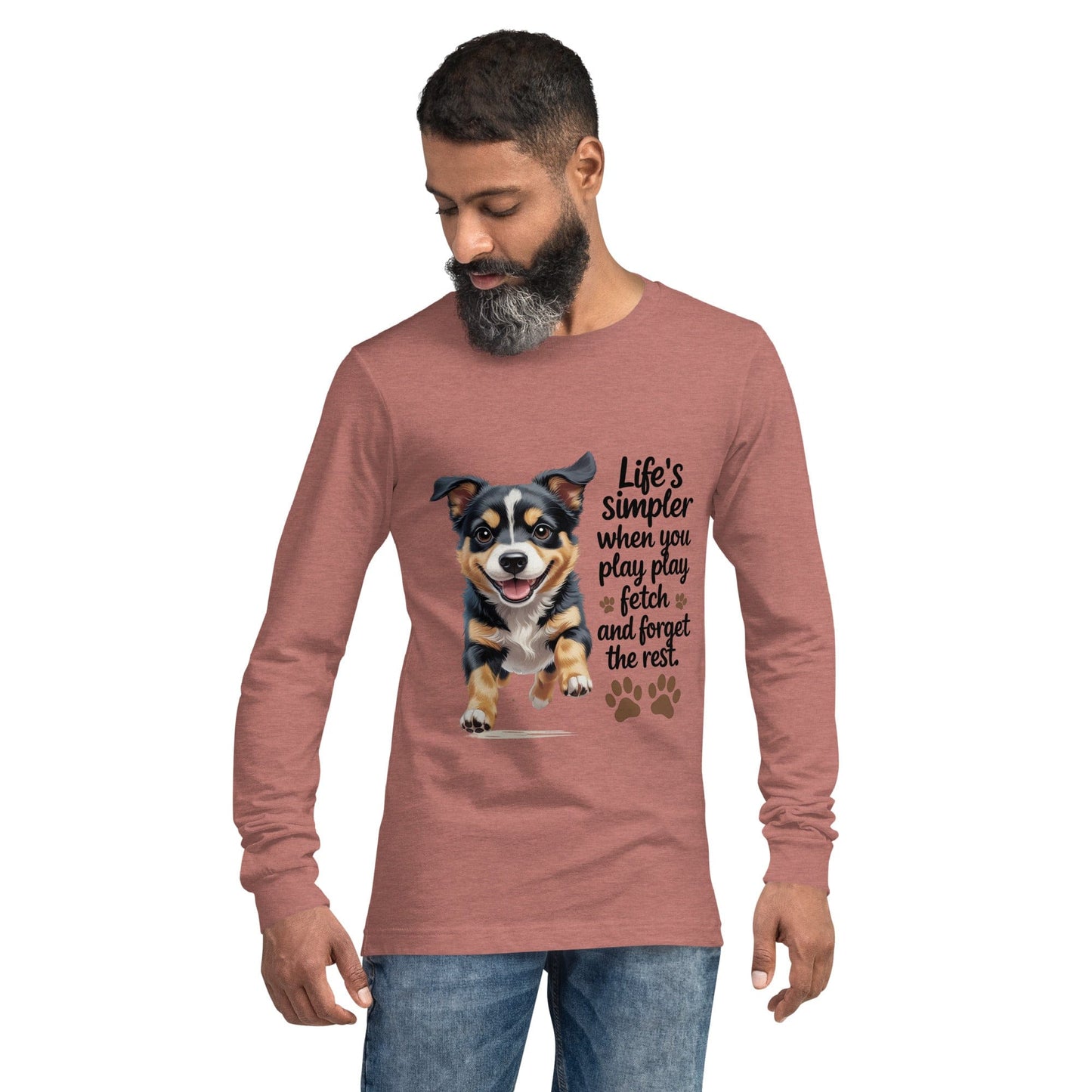 Puppy on Long Sleeve T-Shirt with 'Life’s simpler' - Collections by Moke 19474102