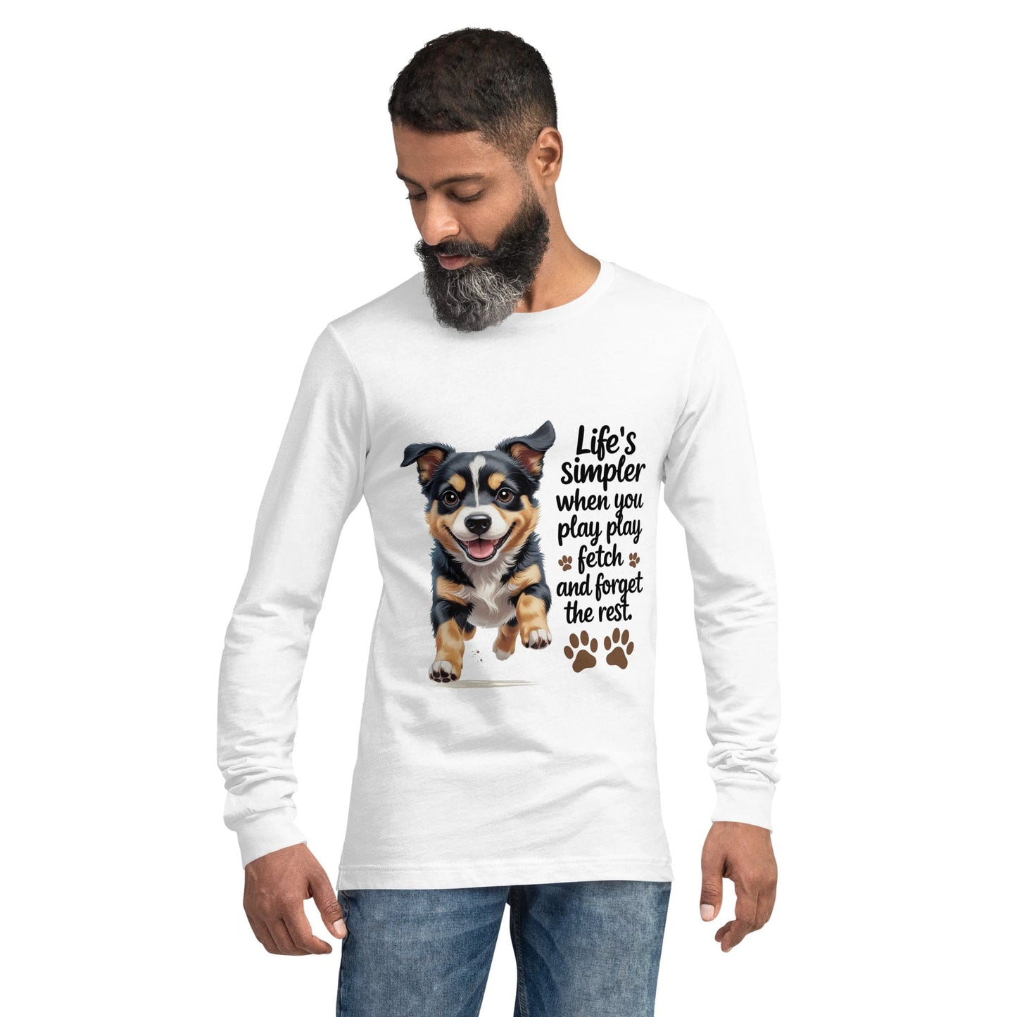 Puppy on Long Sleeve T-Shirt with 'Life’s simpler' - Collections by Moke 5042797