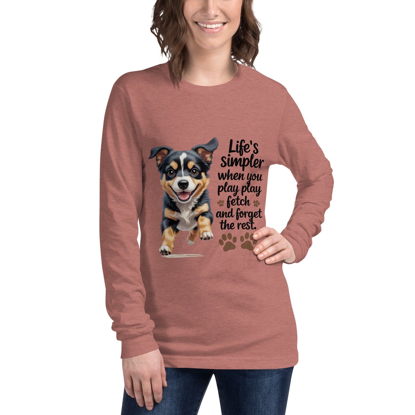 Puppy on Long Sleeve T-Shirt with 'Life’s simpler' - Collections by Moke 6139909