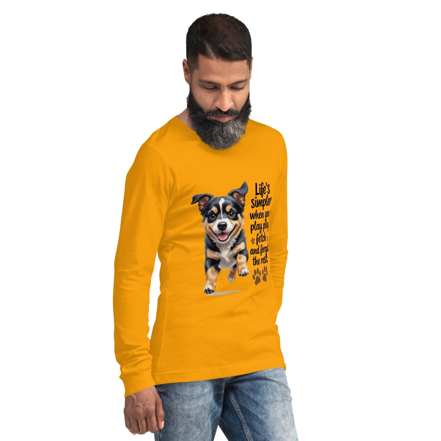 Puppy on Long Sleeve T-Shirt with 'Life’s simpler' - Collections by Moke 39092712