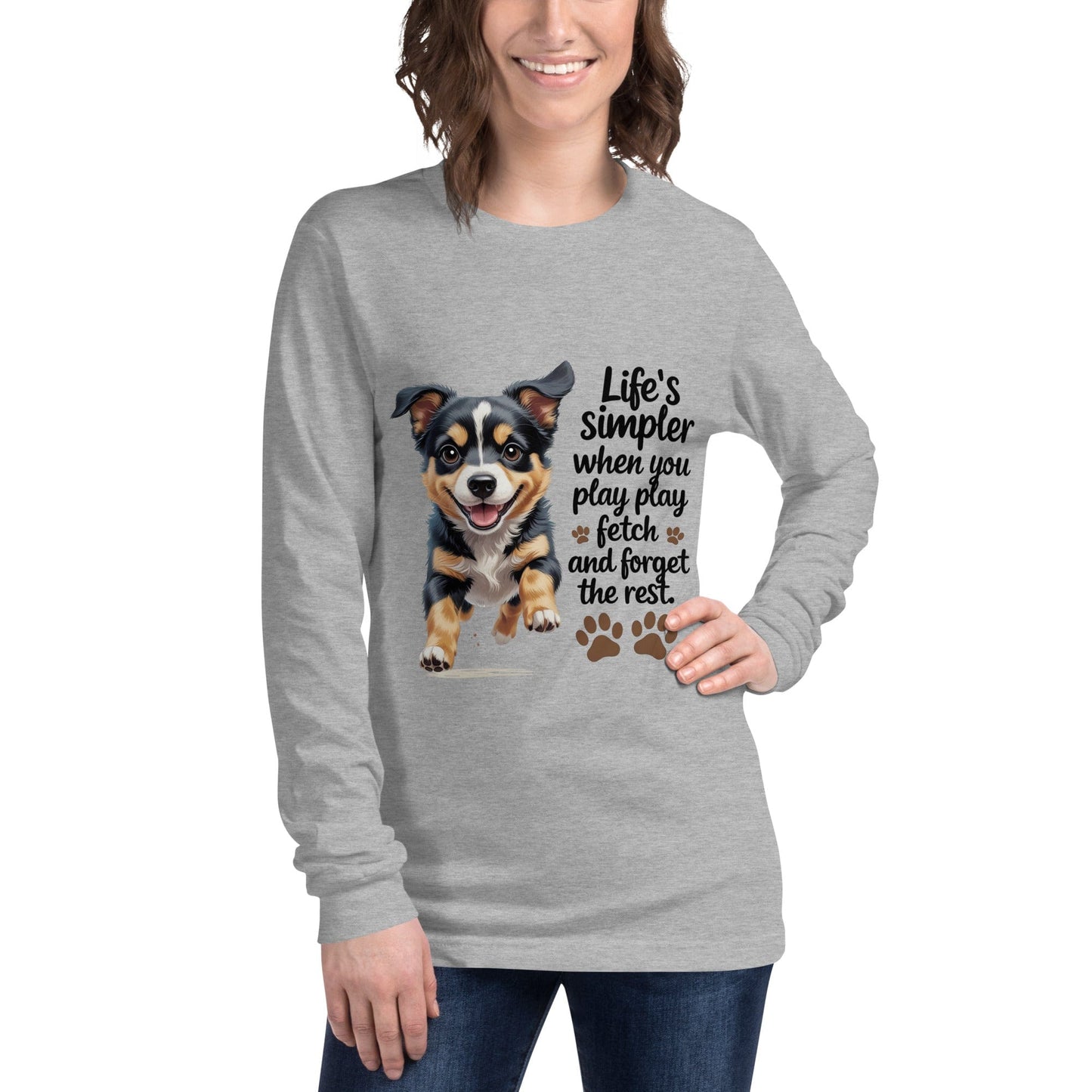 Puppy on Long Sleeve T-Shirt with 'Life’s simpler' - Collections by Moke 82139162