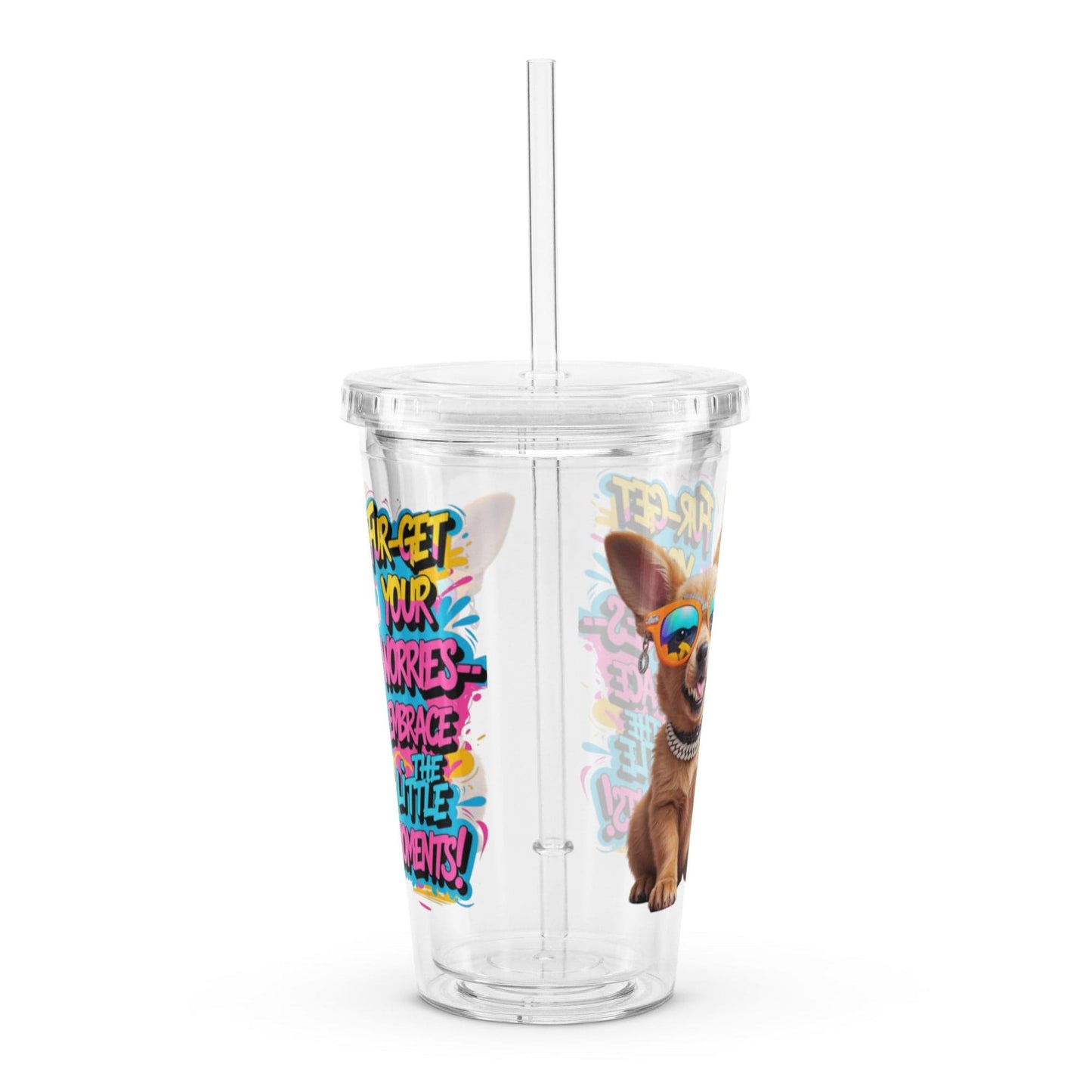 Puppy on Plastic Tumbler with "Fur-get your worries" - Collections by Moke 73629059