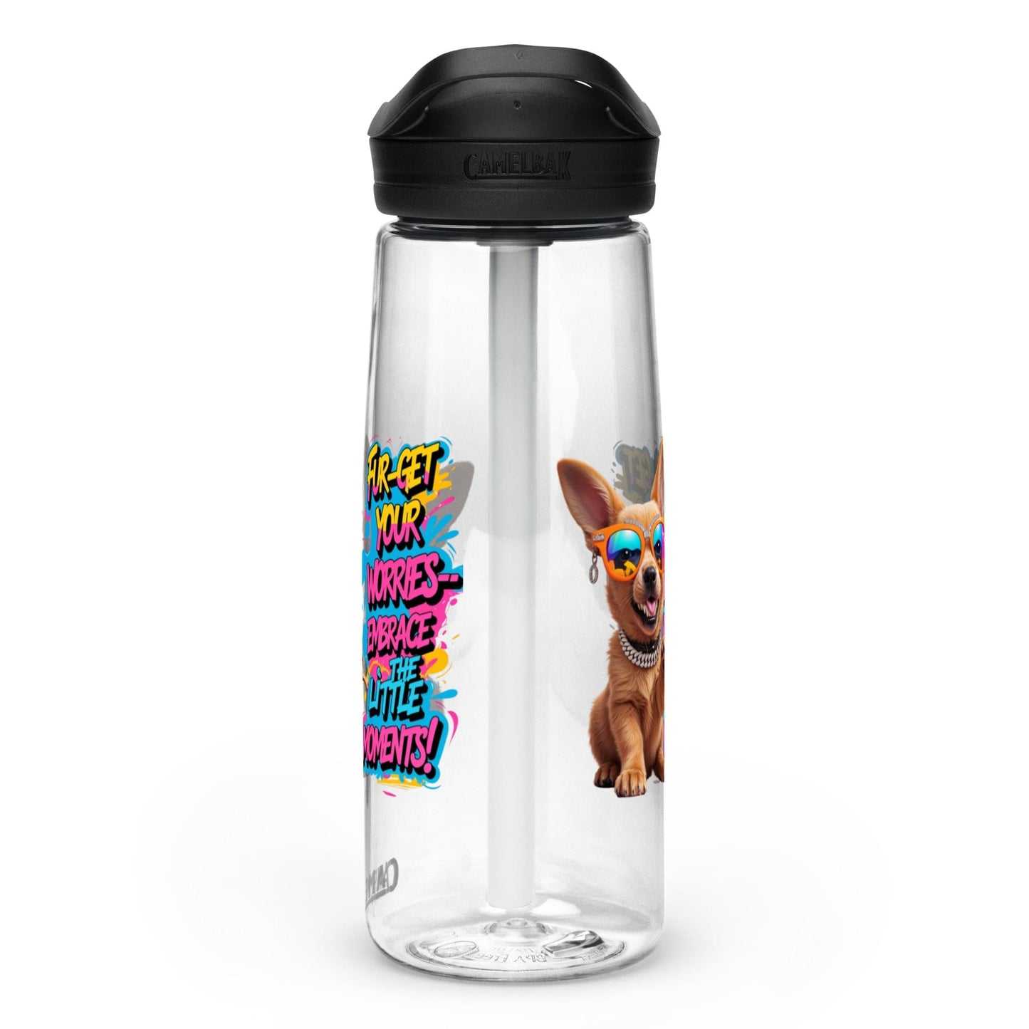 Puppy on Sports Water Bottle with "Fur-get your worries" - Collections by Moke 50063897