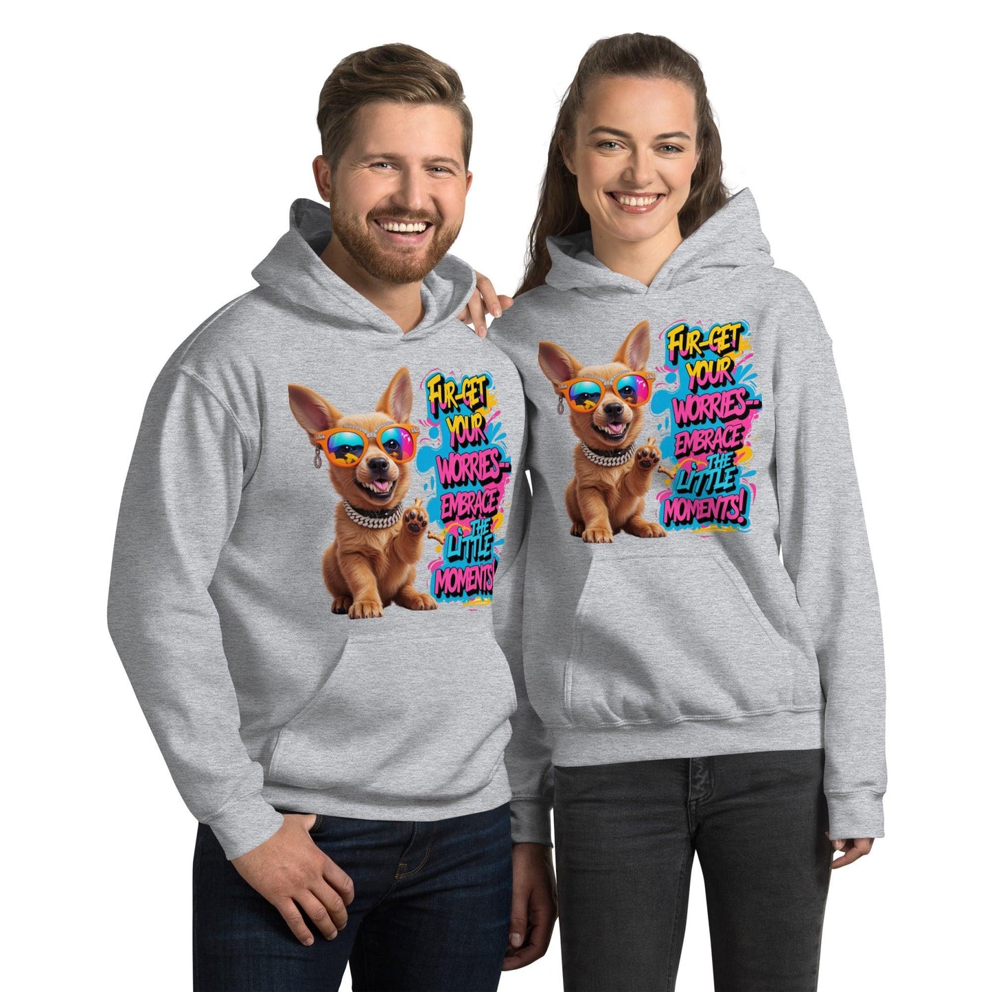 Puppy on Stylish Hoodie with "Fur-get your worries" - Collections by Moke 97177917