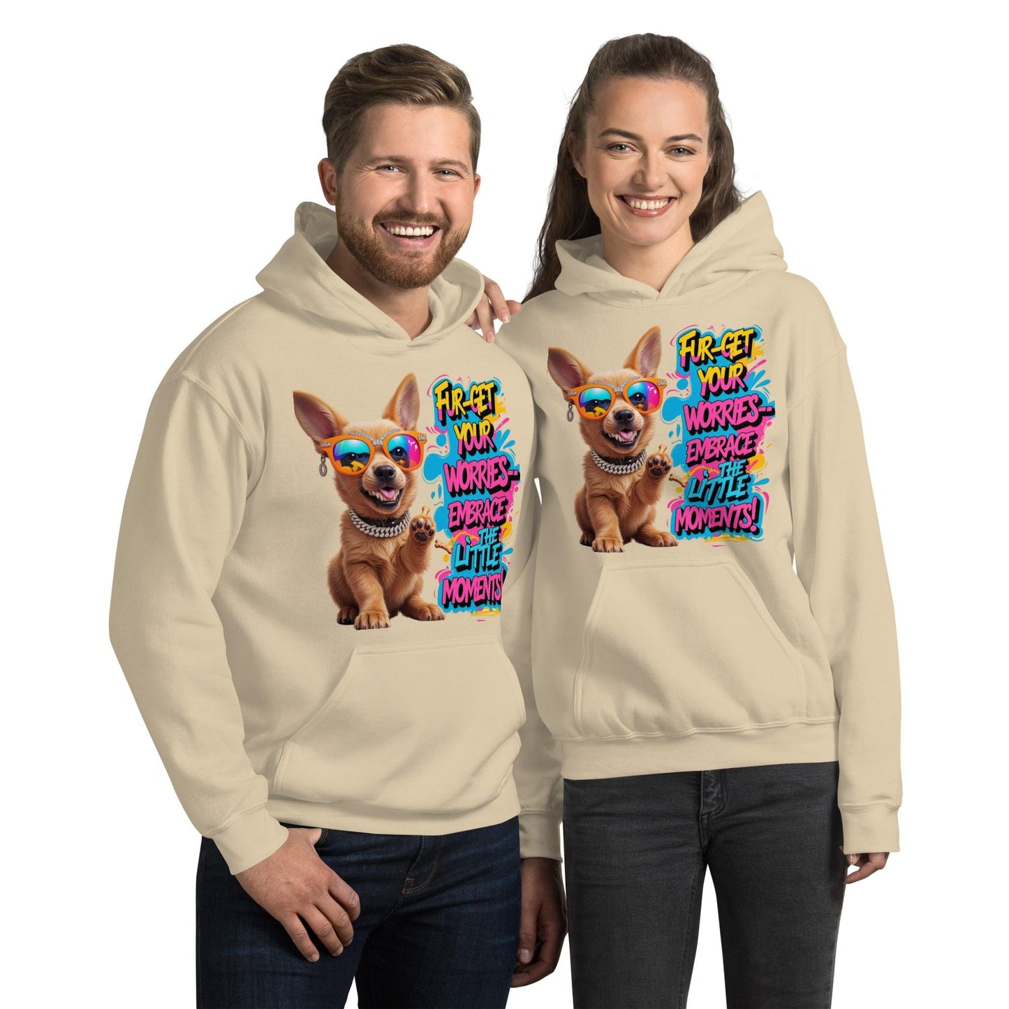 Puppy on Stylish Hoodie with "Fur-get your worries" - Collections by Moke 4597915