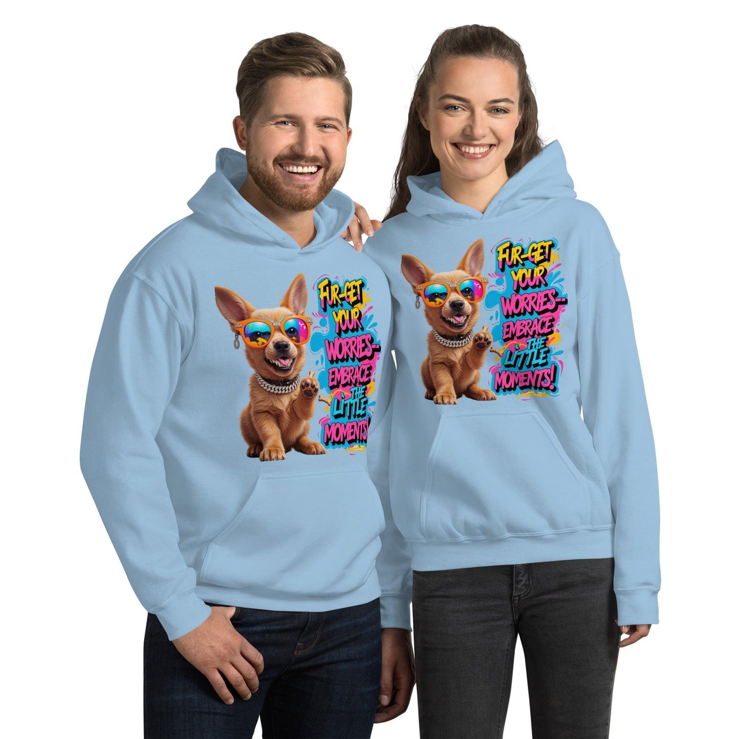 Puppy on Stylish Hoodie with "Fur-get your worries" - Collections by Moke 91446924