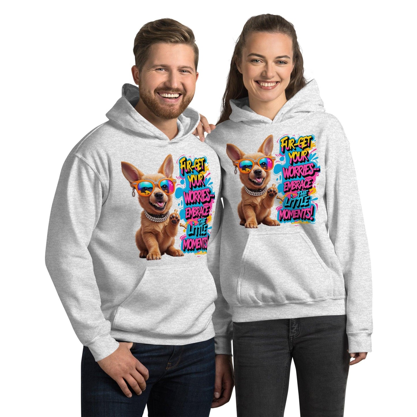 Puppy on Stylish Hoodie with "Fur-get your worries" - Collections by Moke 58341103