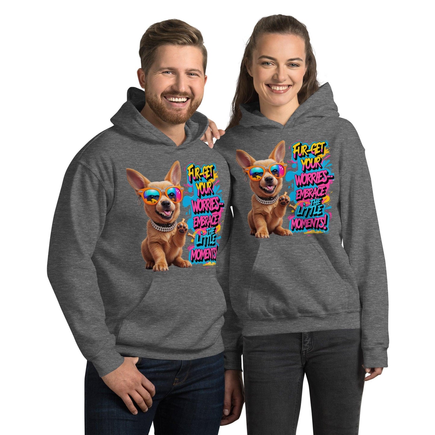 Puppy on Stylish Hoodie with "Fur-get your worries" - Collections by Moke 58778089