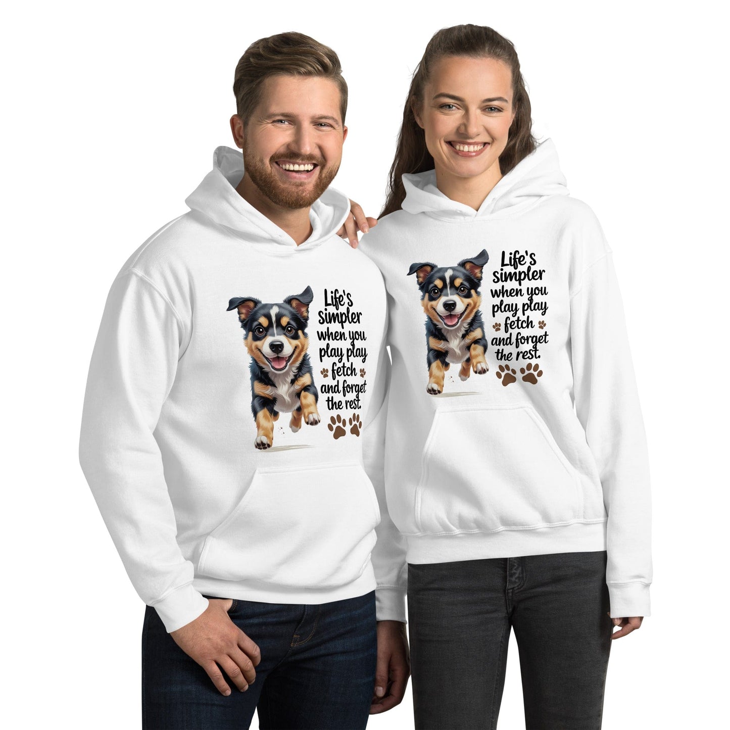Puppy on Stylish Hoodie with 'Life’s simpler when you play play' - Collections by Moke 55388242