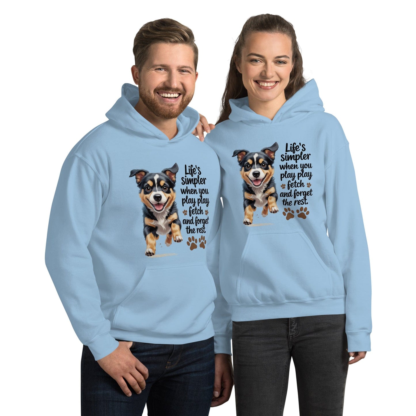 Puppy on Stylish Hoodie with 'Life’s simpler when you play play' - Collections by Moke 41579266