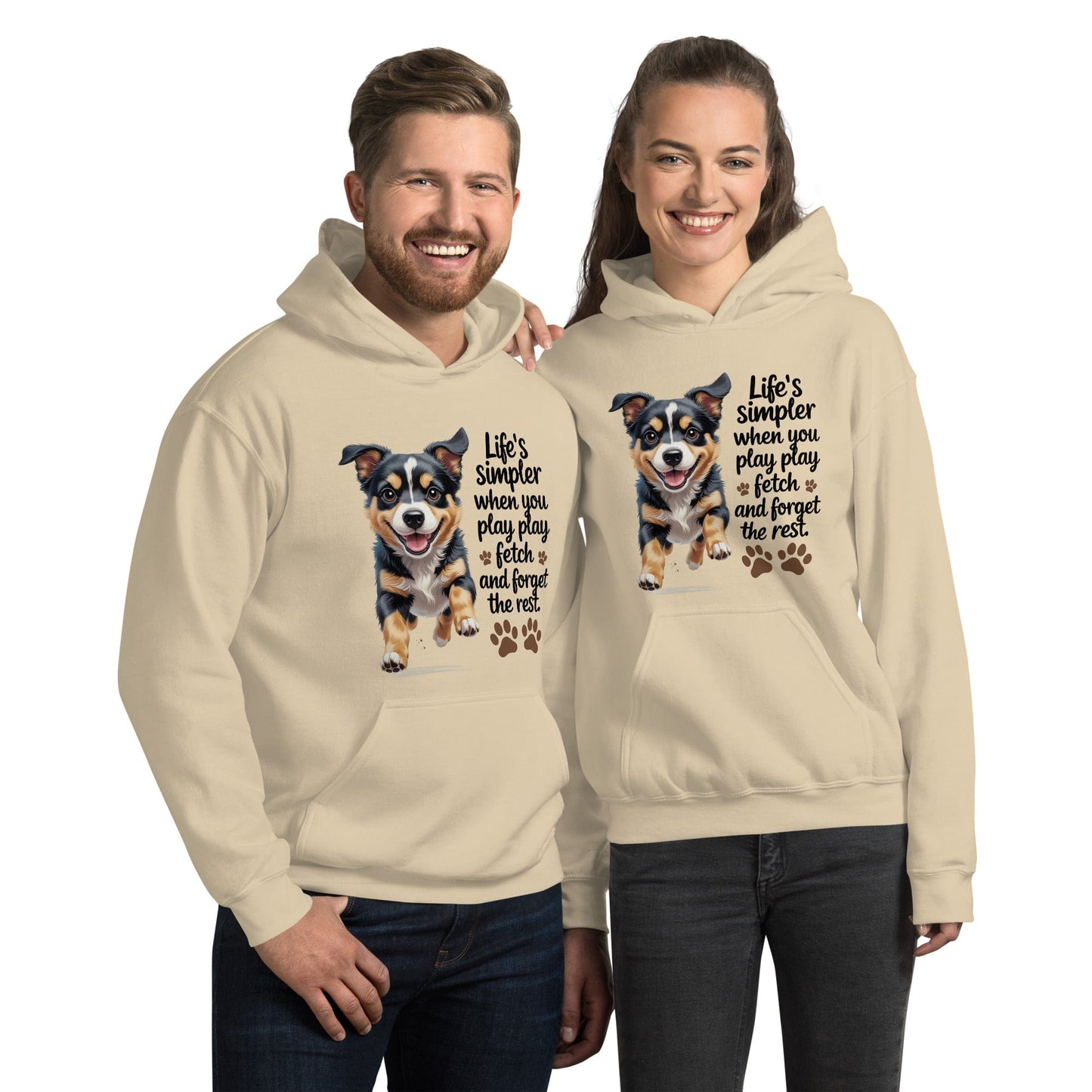 Puppy on Stylish Hoodie with 'Life’s simpler when you play play' - Collections by Moke 72952362