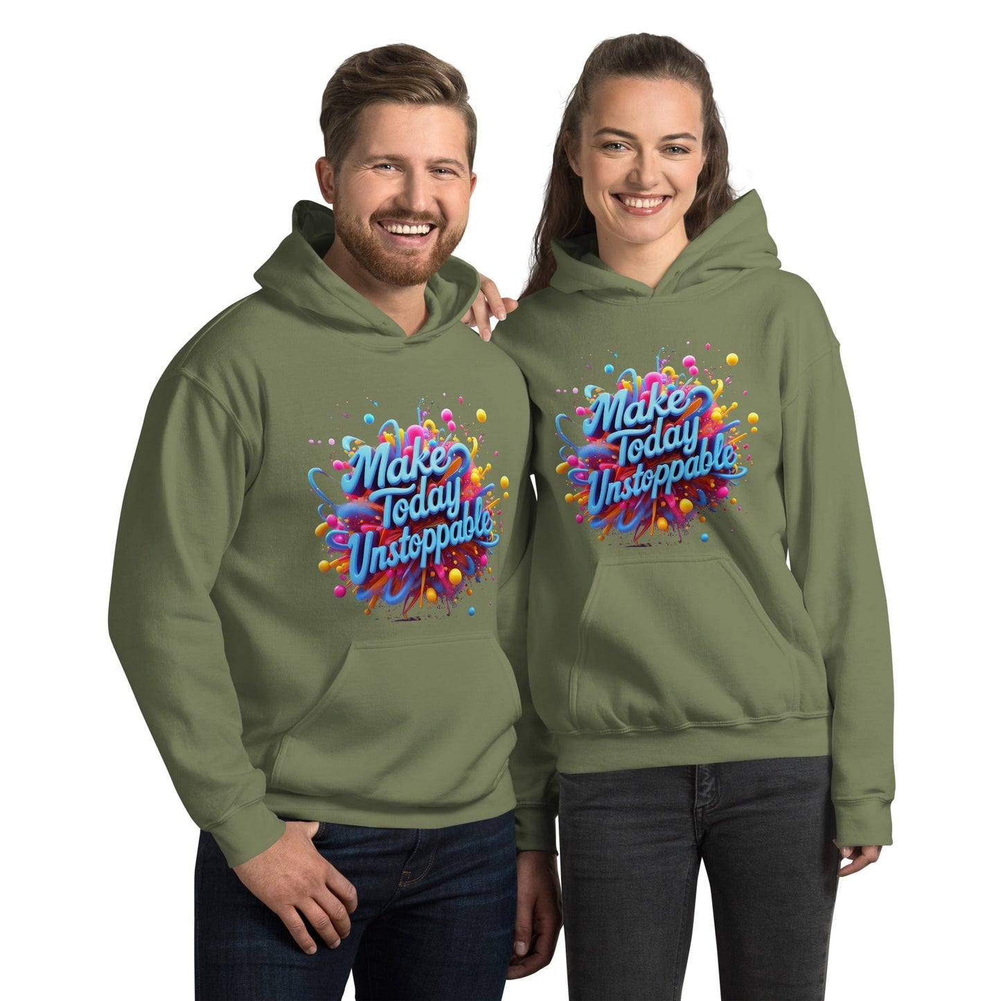 Stylish Hoodie with 3D render of "Make Today Unstoppable" - Collections by Moke 57663387