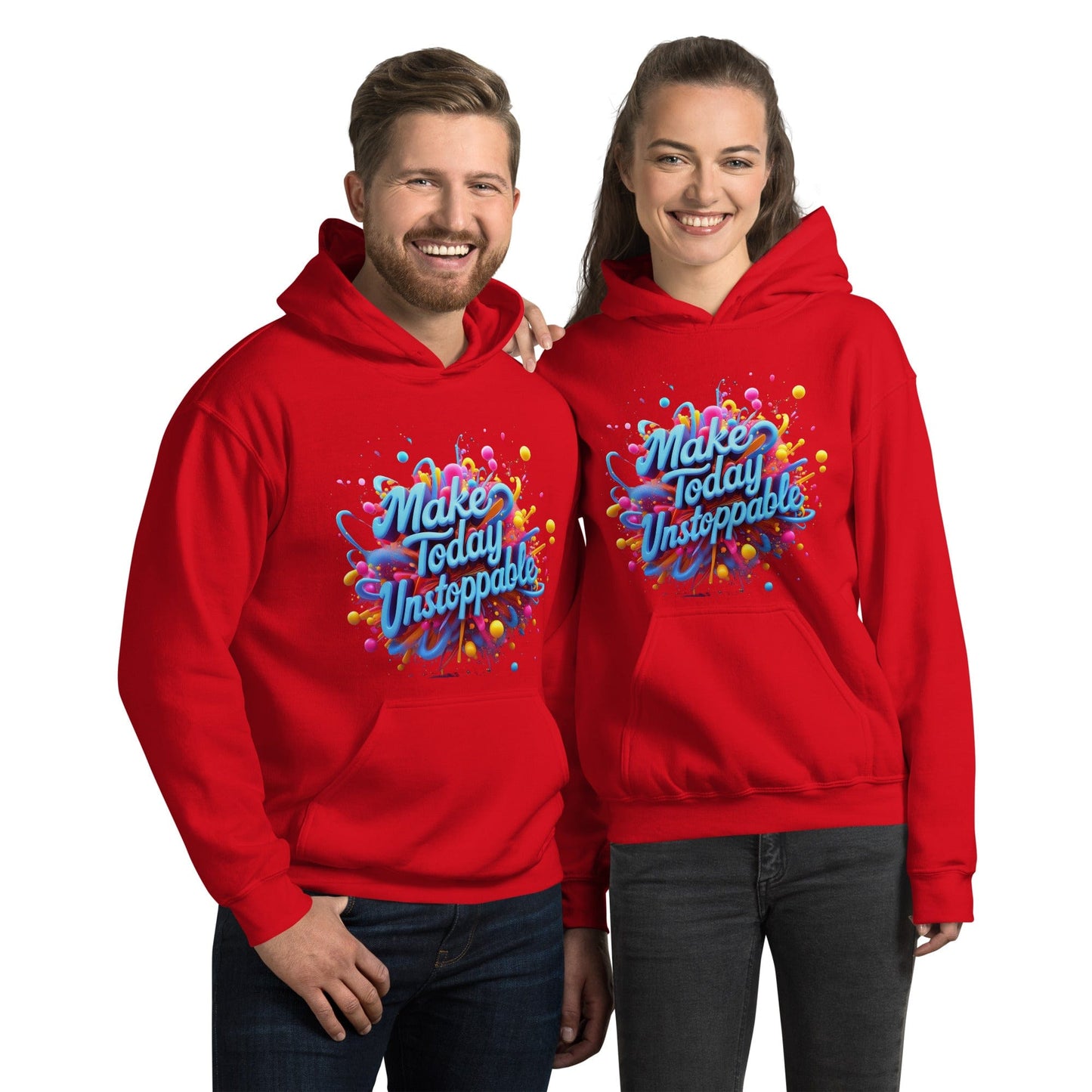 Stylish Hoodie with 3D render of "Make Today Unstoppable" - Collections by Moke 75462012