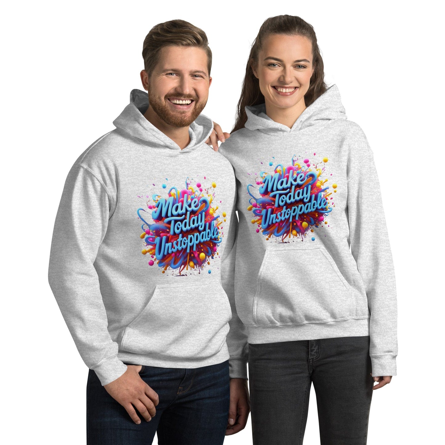 Stylish Hoodie with 3D render of "Make Today Unstoppable" - Collections by Moke 18647884