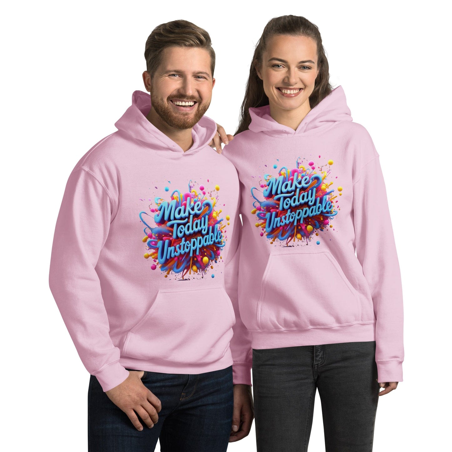 Stylish Hoodie with 3D render of "Make Today Unstoppable" - Collections by Moke 49957771